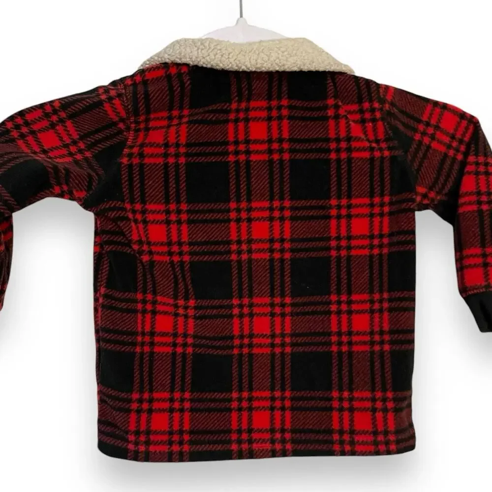 Carter's Henley Fleece Sweater Baby Boy 18 Month Plaid Academia Winter Holiday